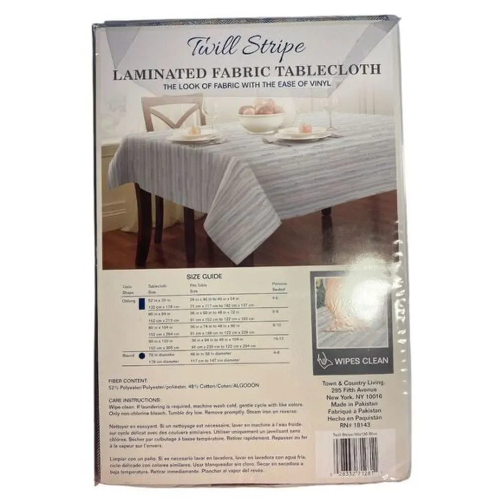 Twill Striped Laminated Fabric Dinner Table Tablecloth 60